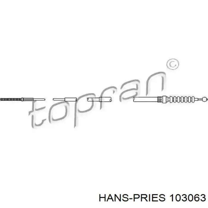 103063 Hans Pries (Topran) трос ручного тормоза задний правый/левый