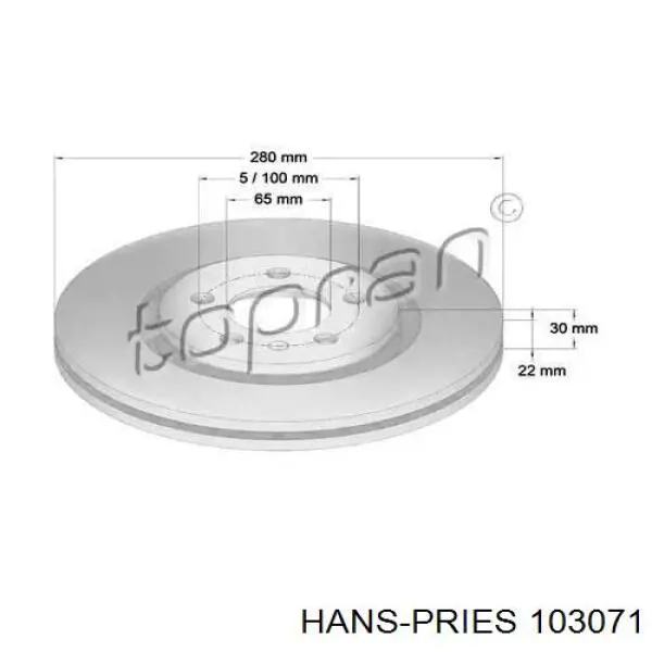 103071 Hans Pries (Topran) диск тормозной передний