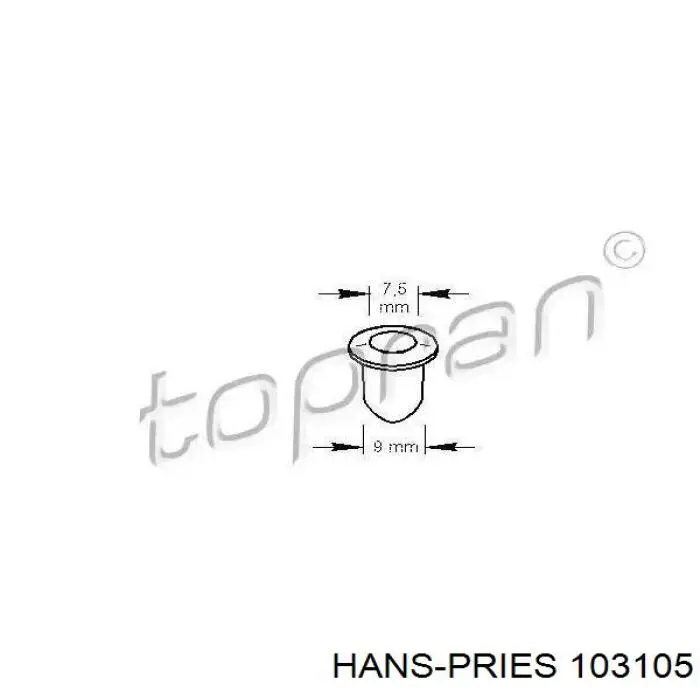 Клипса крепления накладок порогов 103105 Hans Pries (Topran)