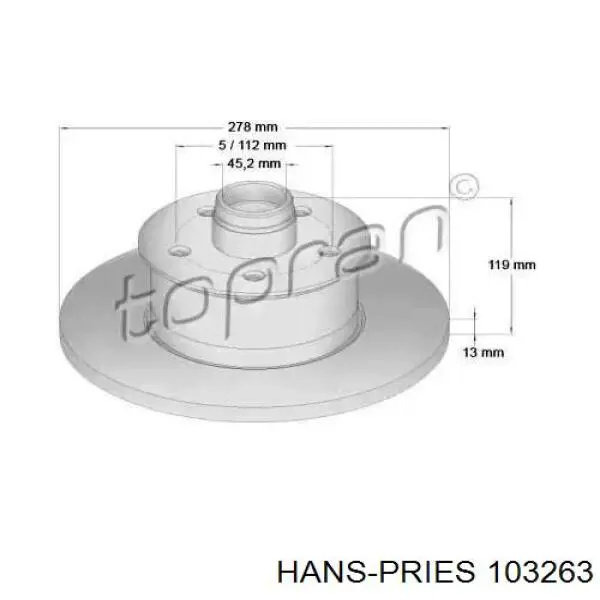 Передние тормозные диски 103263 Hans Pries (Topran)