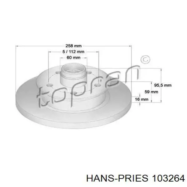 Передние тормозные диски 103264 Hans Pries (Topran)