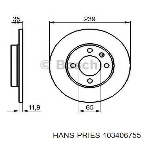 103406755 Hans Pries (Topran) Диск тормозной передний