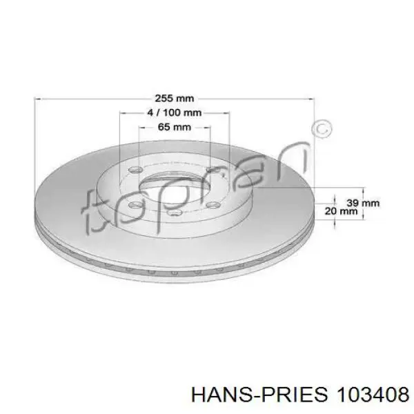 Передние тормозные диски 103408 Hans Pries (Topran)