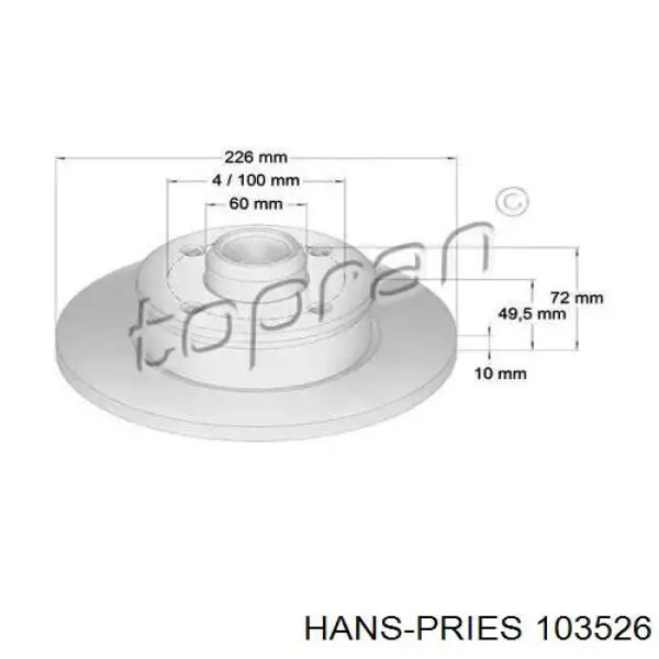 Тормозные диски 103526 Hans Pries (Topran)