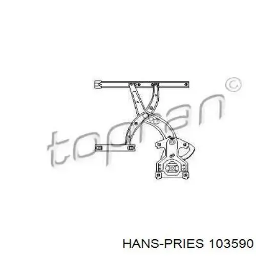 103590 Hans Pries (Topran) mecanismo de acionamento de vidro da porta dianteira esquerda