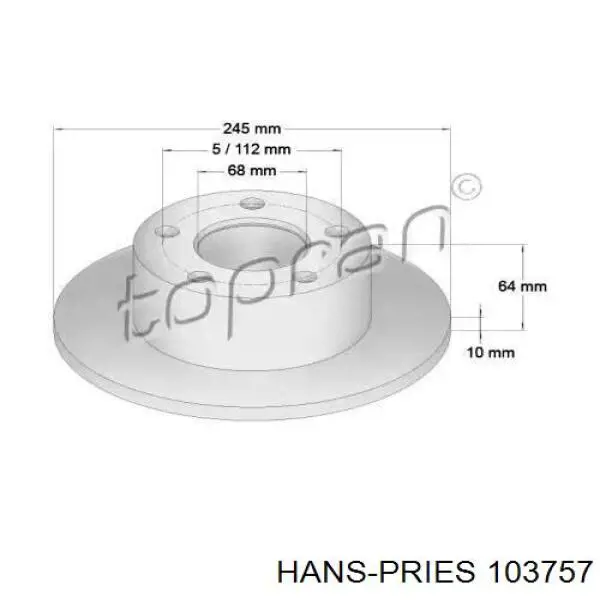 Тормозные диски 103757 Hans Pries (Topran)