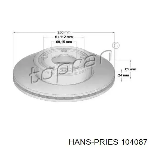 Передние тормозные диски 104087 Hans Pries (Topran)