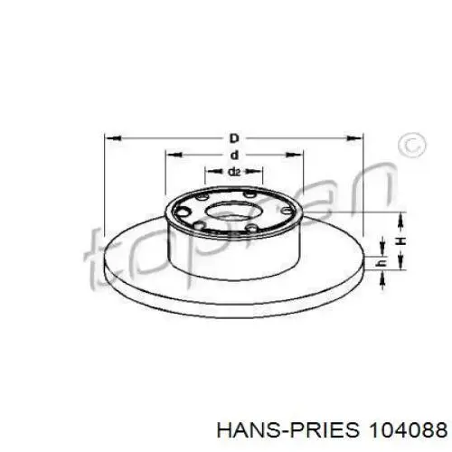 Передние тормозные диски 104088 Hans Pries (Topran)