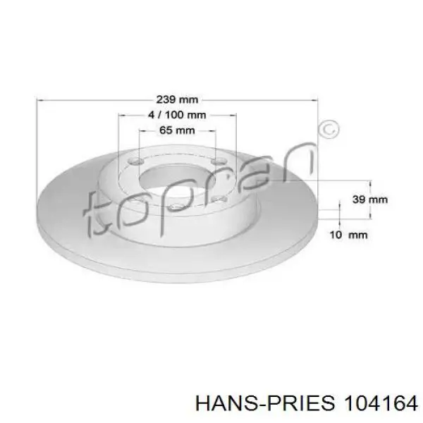 Передние тормозные диски 104164 Hans Pries (Topran)