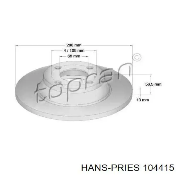 104415 Hans Pries (Topran) тормозные диски
