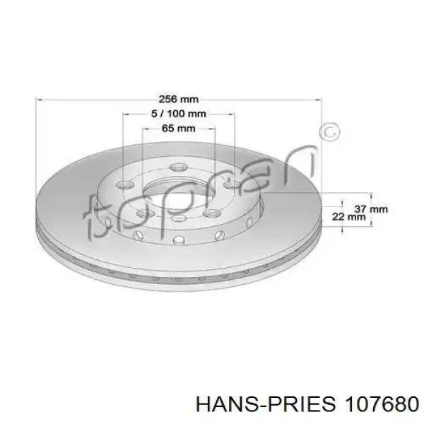 Передние тормозные диски 107680 Hans Pries (Topran)