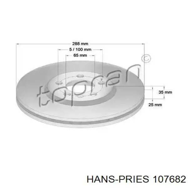 Передние тормозные диски 107682 Hans Pries (Topran)