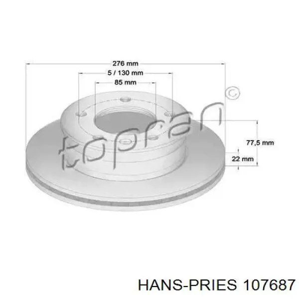 Передние тормозные диски 107687 Hans Pries (Topran)