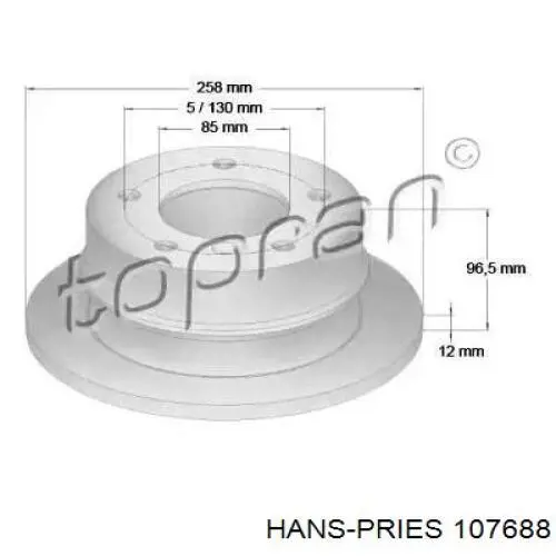 107688 Hans Pries (Topran) диск тормозной задний