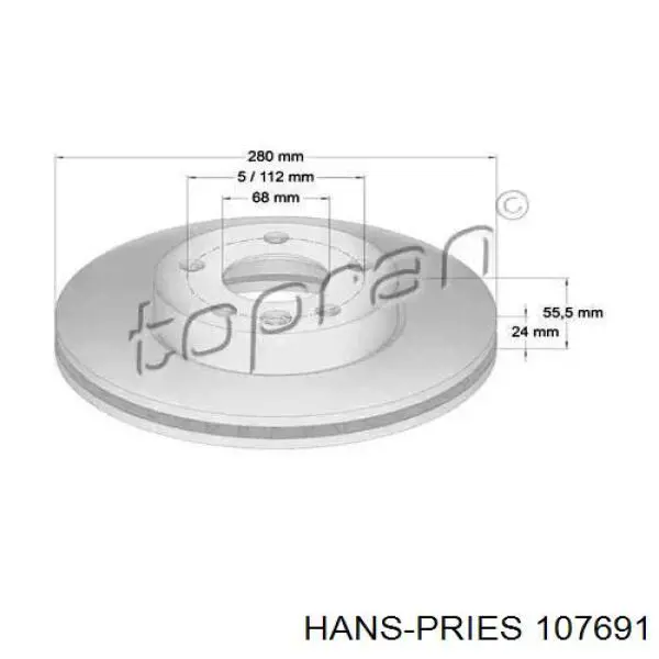 Передние тормозные диски 107691 Hans Pries (Topran)