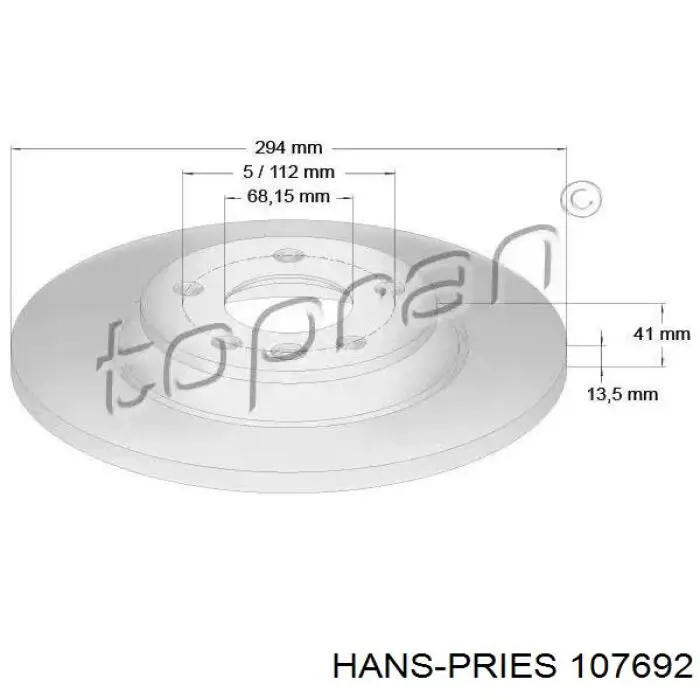 107692 Hans Pries (Topran) тормозные диски