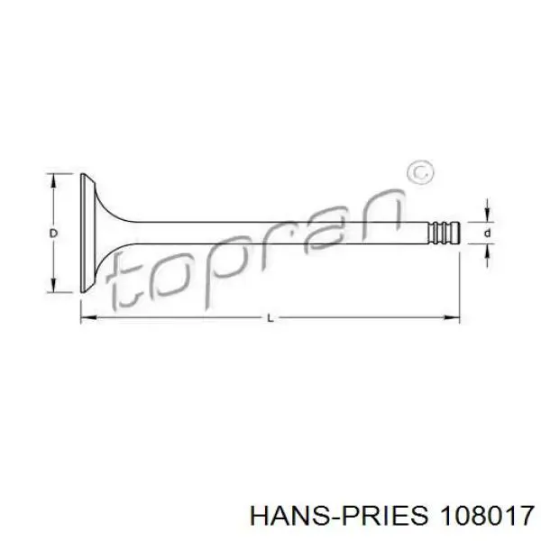 Клапан впускной HANS PRIES 108017