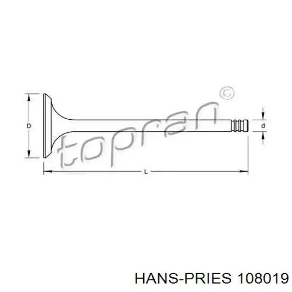 Клапан впускной HANS PRIES 108019