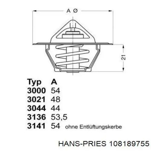 Tapa de termostato 108189755 Hans Pries (Topran)