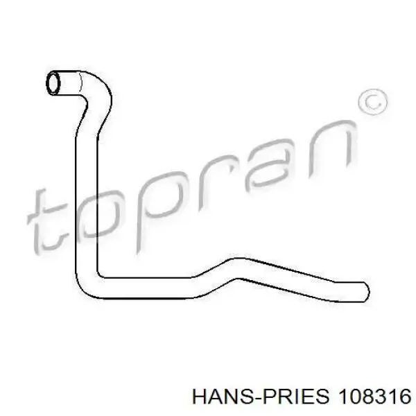 108316 Hans Pries (Topran) шланг радиатора отопителя (печки, подача)