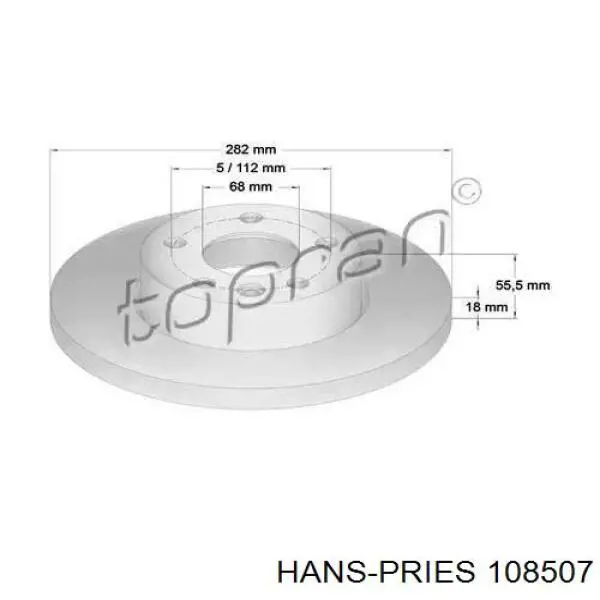 Передние тормозные диски 108507 Hans Pries (Topran)