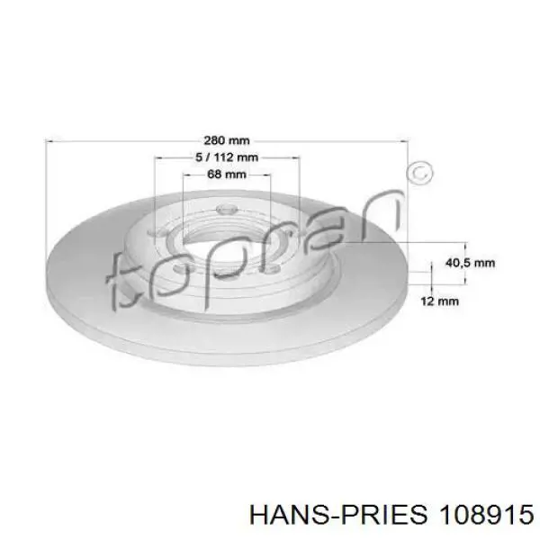 Тормозные диски 108915 Hans Pries (Topran)