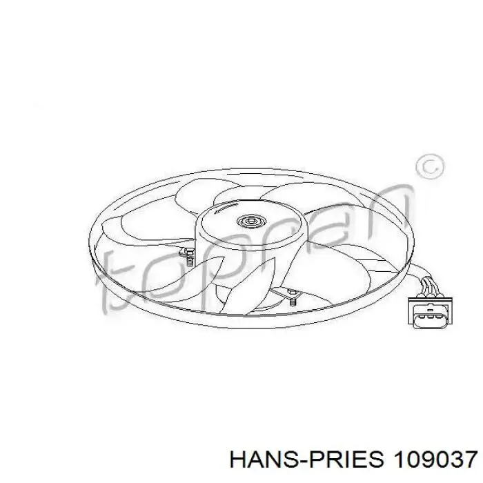 109 037 Hans Pries (Topran) ventilador elétrico de esfriamento montado (motor + roda de aletas)