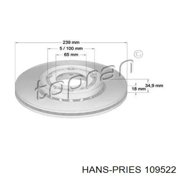 Передние тормозные диски 109522 Hans Pries (Topran)