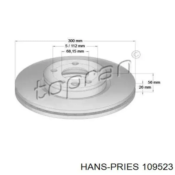 Передние тормозные диски 109523 Hans Pries (Topran)