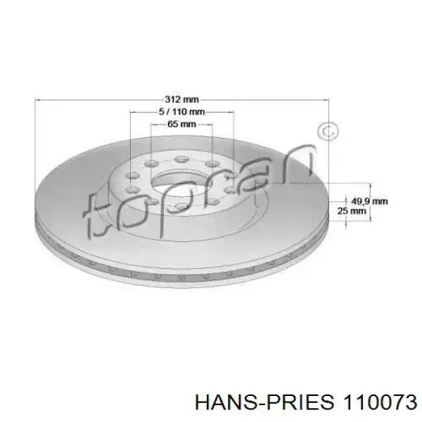 Передние тормозные диски 110073 Hans Pries (Topran)