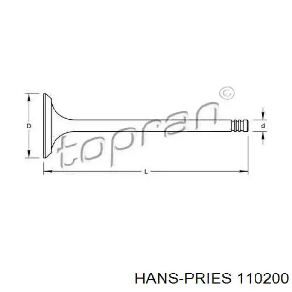 110200 Hans Pries (Topran) впускной клапан