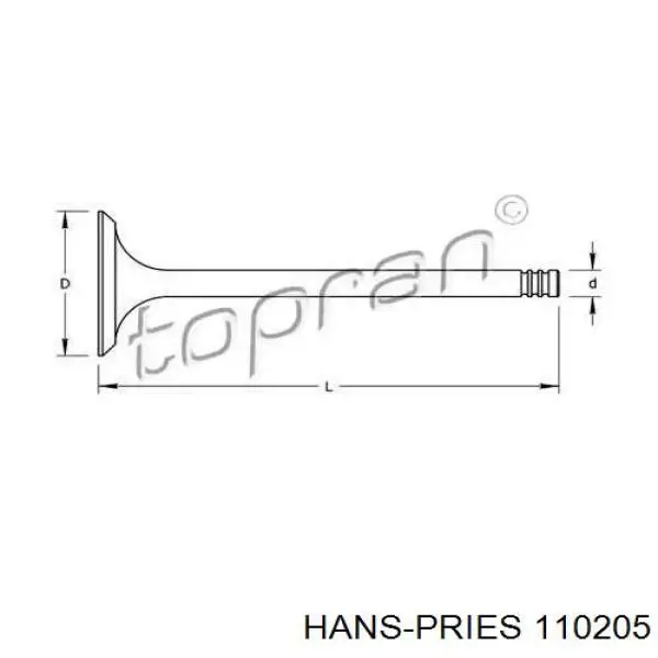 Впускной клапан 110205 Hans Pries (Topran)