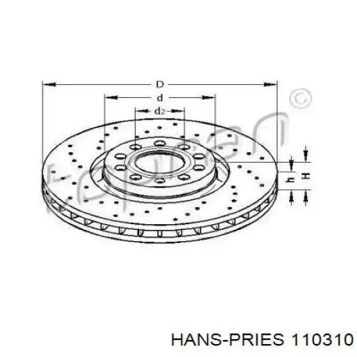 Передние тормозные диски 110310 Hans Pries (Topran)