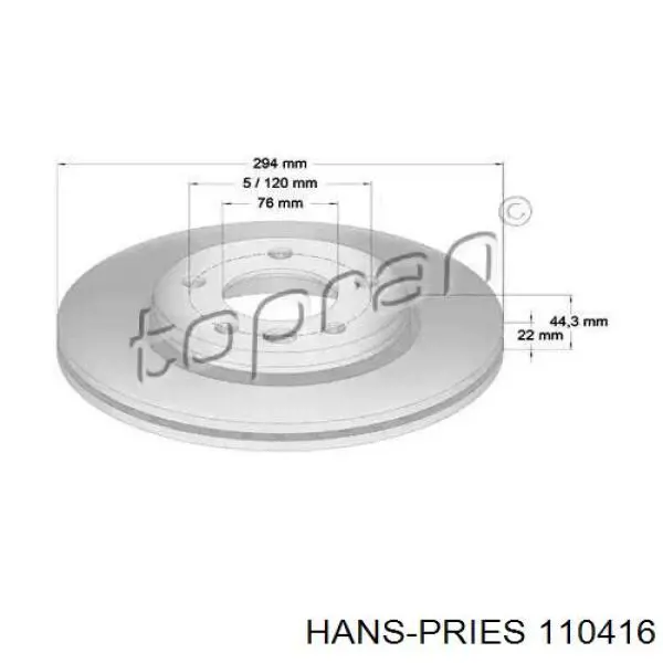 Тормозные диски 110416 Hans Pries (Topran)