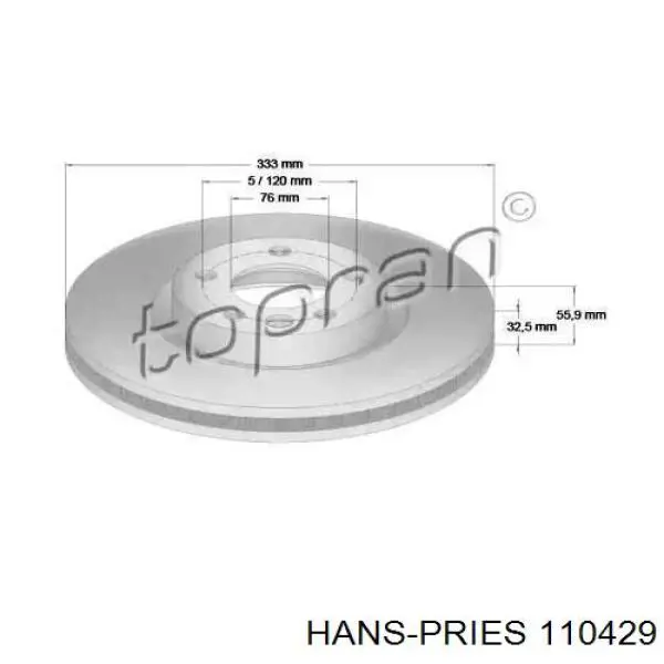 Передние тормозные диски 110429 Hans Pries (Topran)