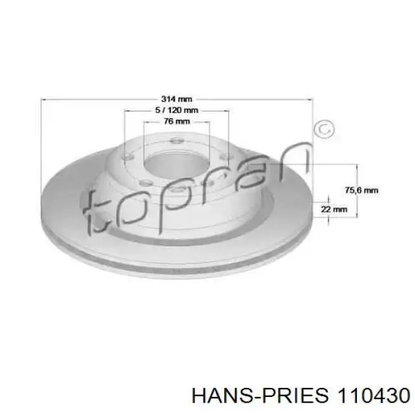 Тормозные диски 110430 Hans Pries (Topran)