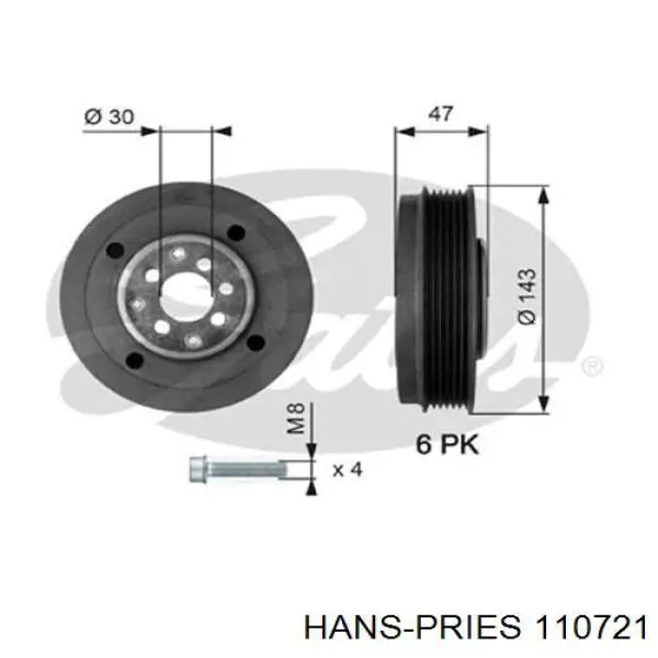 Шкив коленвала (демпфер) Hans Pries (Topran) 110721 цена, от 47.42 USD