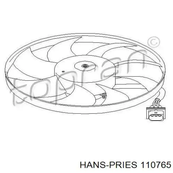 110765 Hans Pries (Topran) электровентилятор охлаждения в сборе (мотор+крыльчатка)