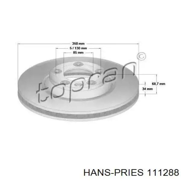 Передние тормозные диски 111288 Hans Pries (Topran)