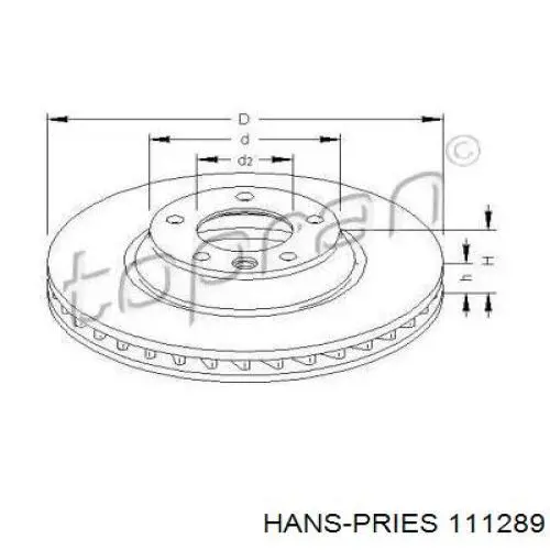 Передние тормозные диски 111289 Hans Pries (Topran)