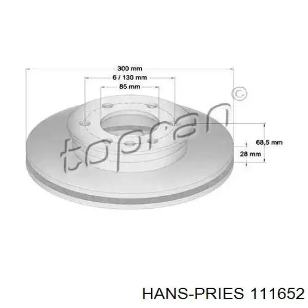 Передние тормозные диски 111652 Hans Pries (Topran)