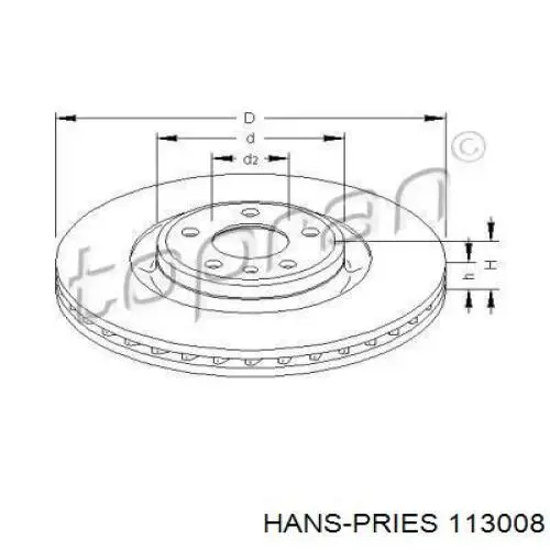 Передние тормозные диски 113008 Hans Pries (Topran)