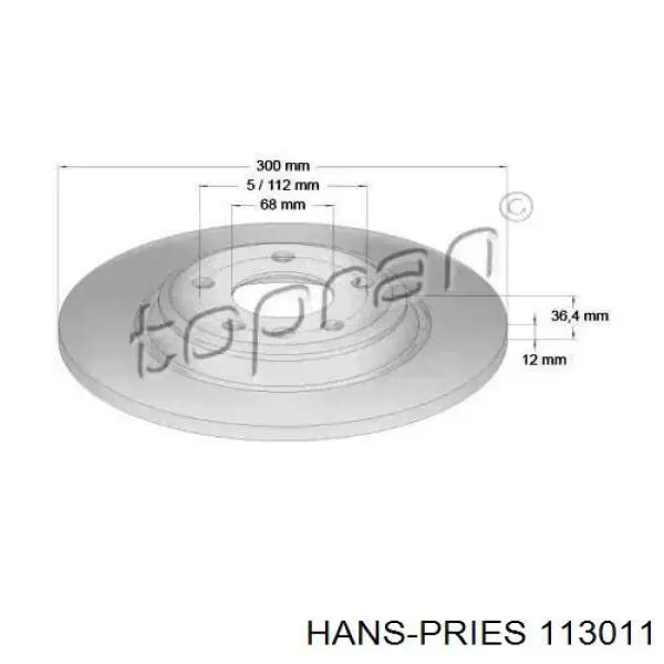 Тормозные диски 113011 Hans Pries (Topran)