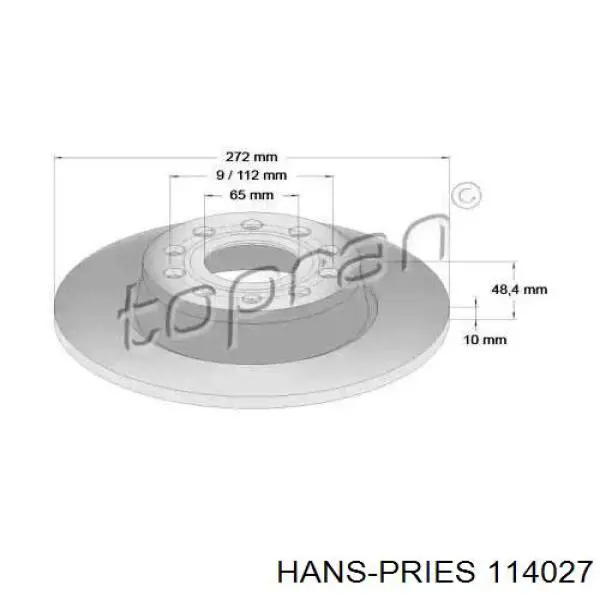 Тормозные диски 114027 Hans Pries (Topran)