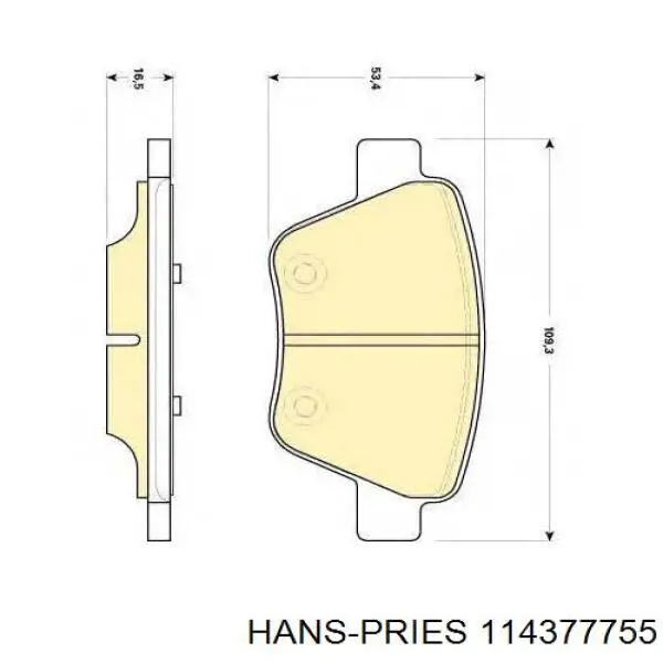 114377755 Hans Pries (Topran) Колодки тормозные дисковые комплект