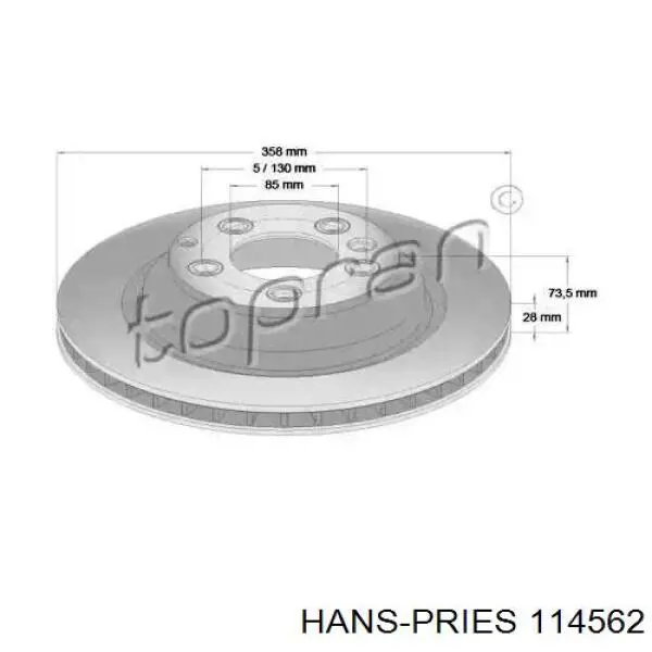 Тормозные диски 114562 Hans Pries (Topran)