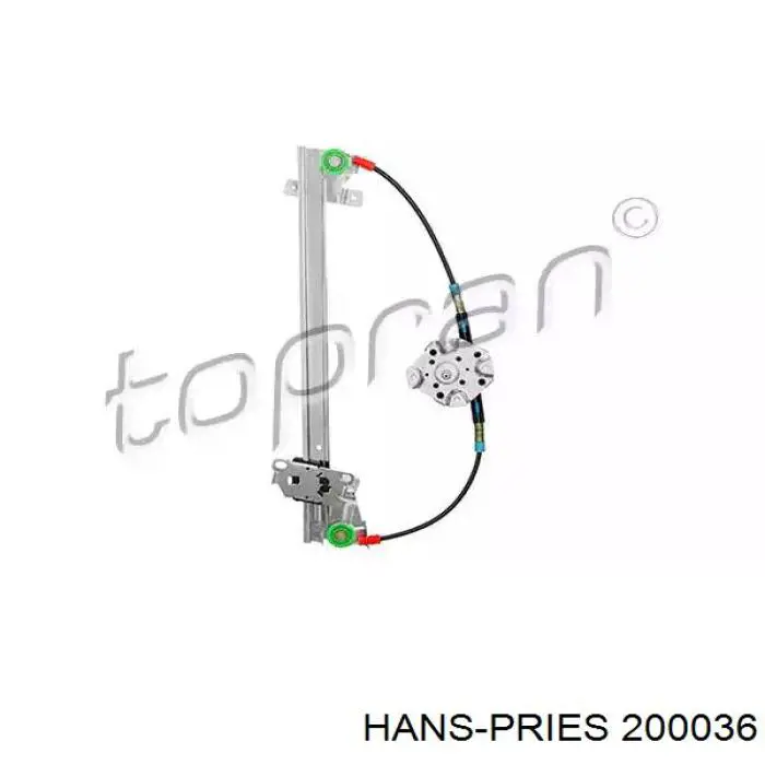 200036 Hans Pries (Topran) mecanismo de acionamento de vidro da porta dianteira direita