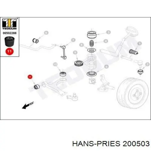 Сайлентблок передней подвески Hans Pries (Topran) 200503 цена, от 7.79 USD