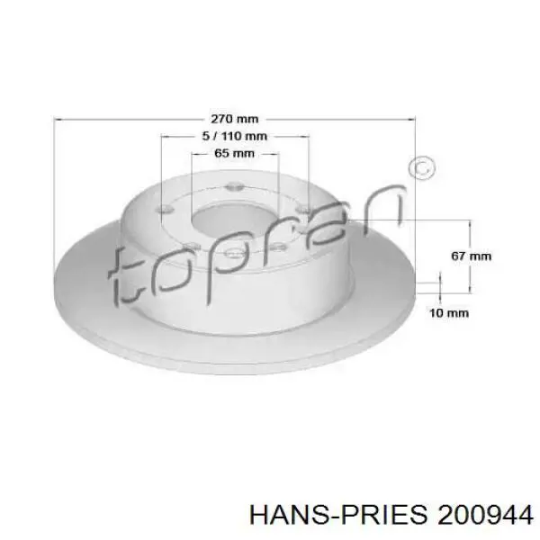 Тормозные диски 200944 Hans Pries (Topran)