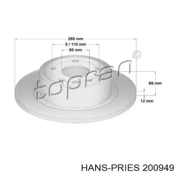 Тормозные диски 200949 Hans Pries (Topran)